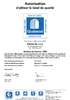 Aliplast  Qualanod FR TANÚSÍTVÁNY
