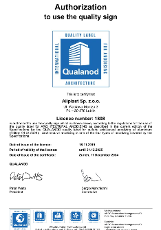 Aliplast Qualanod EN TANÚSÍTVÁNY