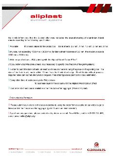 FORMATIZÁLT ALUMÍNIUMLEMEZEK - INFORMÁCIÓK