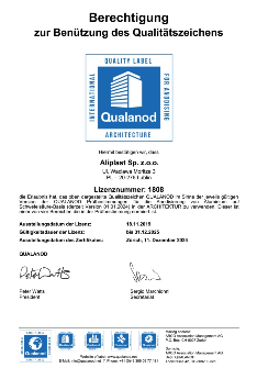 ALIPLAST QUALANOD - GE - TANÚSÍTVÁNY