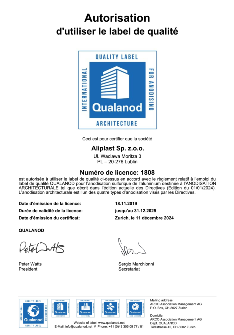 ALIPLAST QUALANOD - FR - TANÚSÍTVÁNY