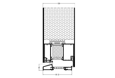 Küszöb-szárny keresztmetszet, kétoldalas panel, befelé nyíló