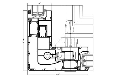 UG 90°-os szárny-szárny kapcsolódás keresztmetszete (UG 8201N + UG821N)