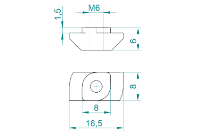 Kalapácsanya 8-M6, profilhoronyba