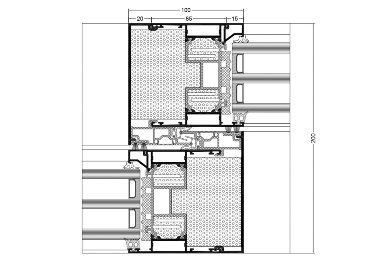 az INFERNO rendszer ajtószárny-ajtószárny kapcsolódási metszete